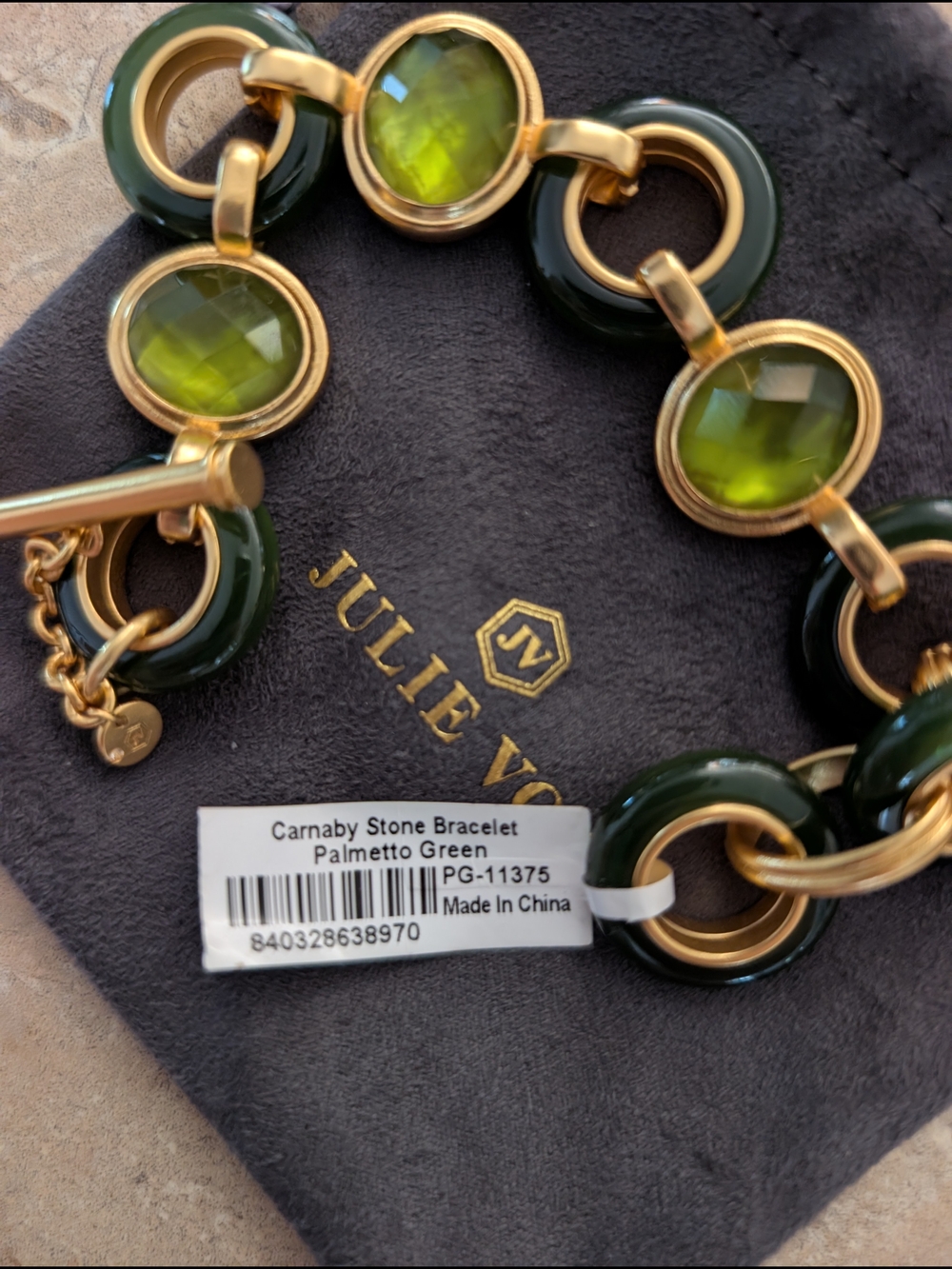 NWT Julie Vos "Carnaby" Stone Bracelet In Palmetto Green - Picture 2 of 6